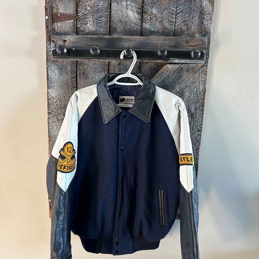 Retro Sharks Hockey Jacket Navy & White - Size Large